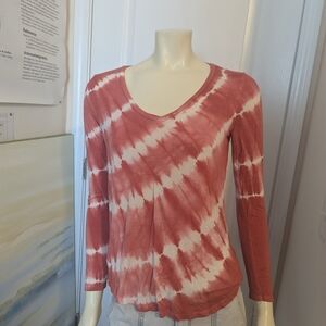 Aero Red Tie-Dye Long Sleeve Top